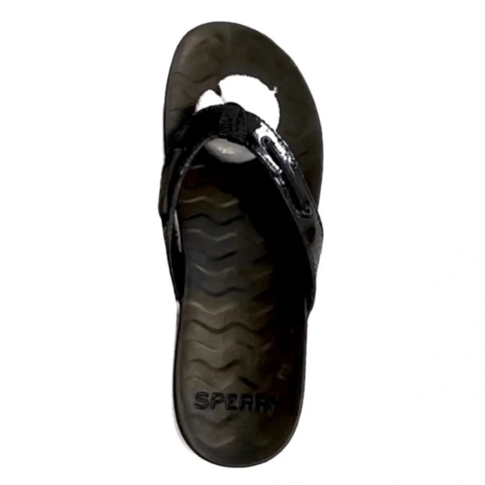 NEW Sperry Adriatic Leather Sandals Skip Lace Flip Flops Black Size 6 - Picture 7 of 11